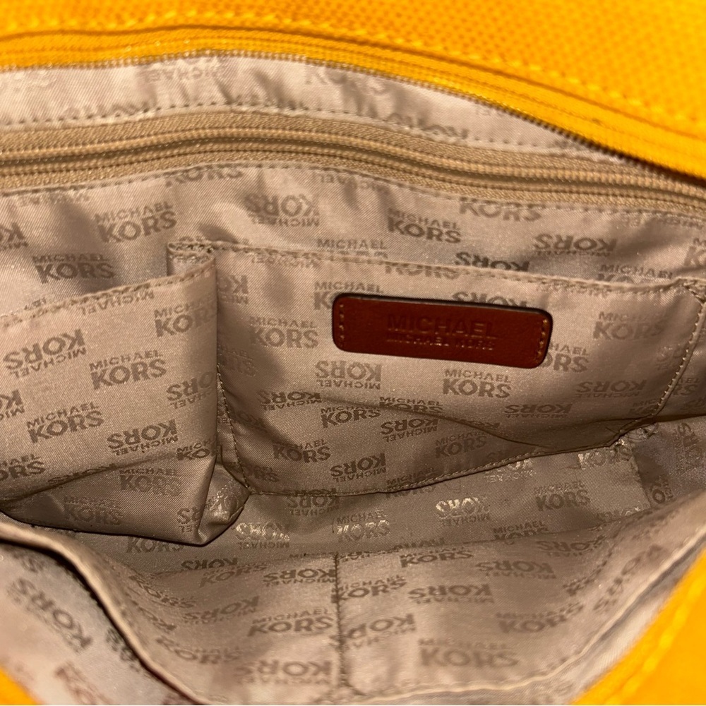 Michael Kors canvas leather trim Yellow and Brown Tote - Picture 6 of 8